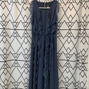 Anthropologie ruffle polka dot maxi dress
